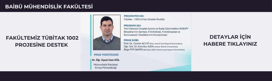 Dr. Öğr. Üyesi Cem GÖL, TÜBİTAK- 1002 A Proje Desteği Aldı.